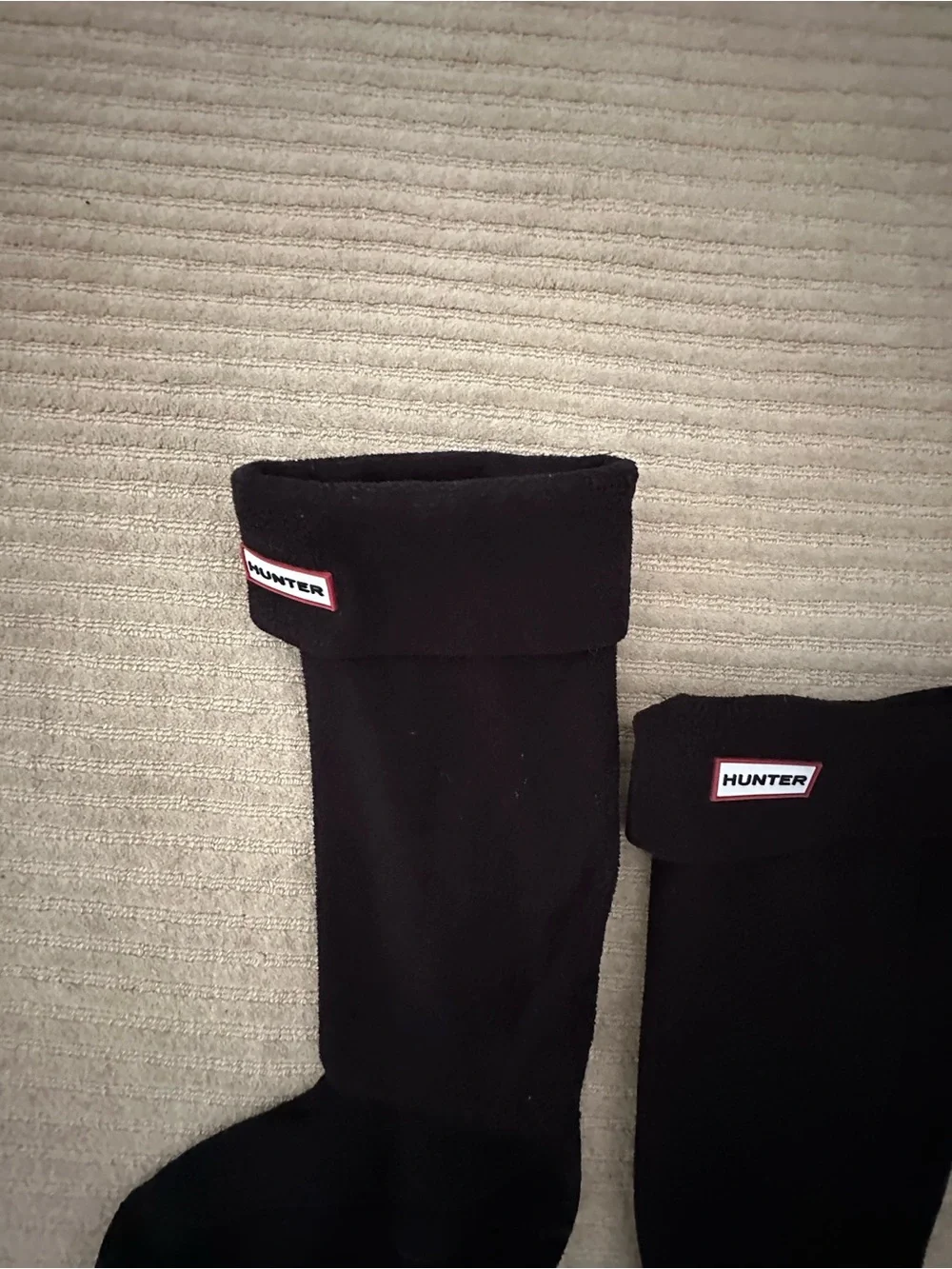 Hunter Black Fold-Over Tall Socks with Logo Patch size M